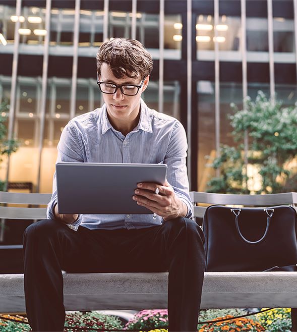 Business man using tablet