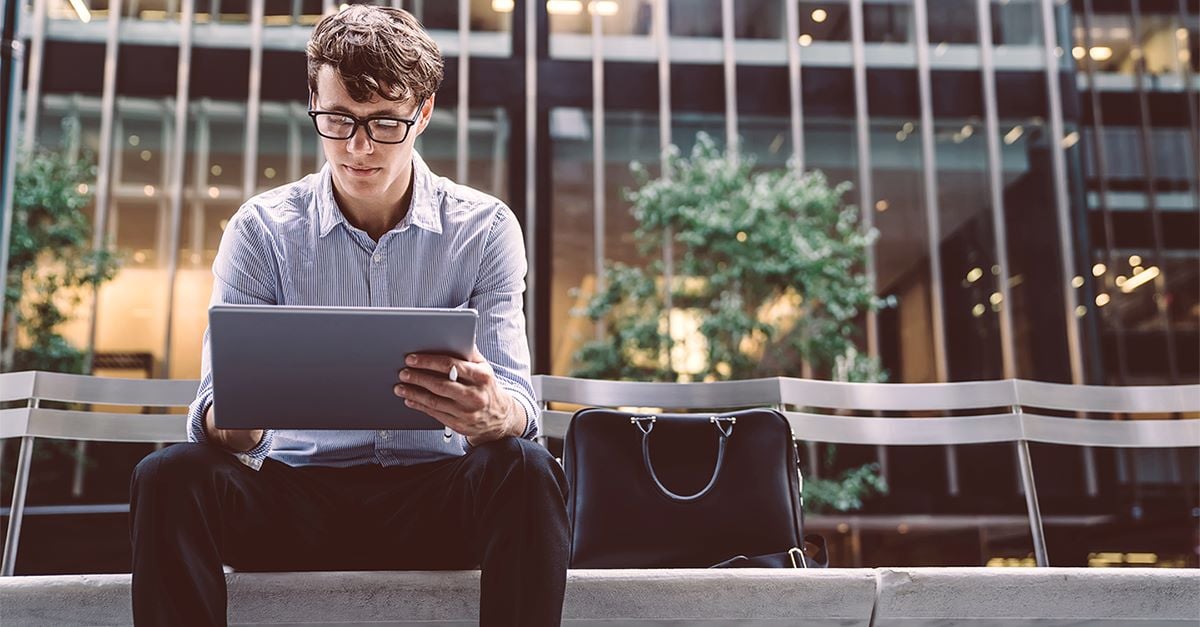 Business man using tablet