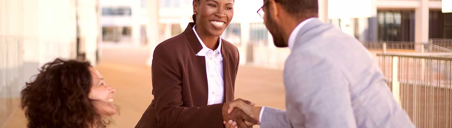 business pair shaking hands