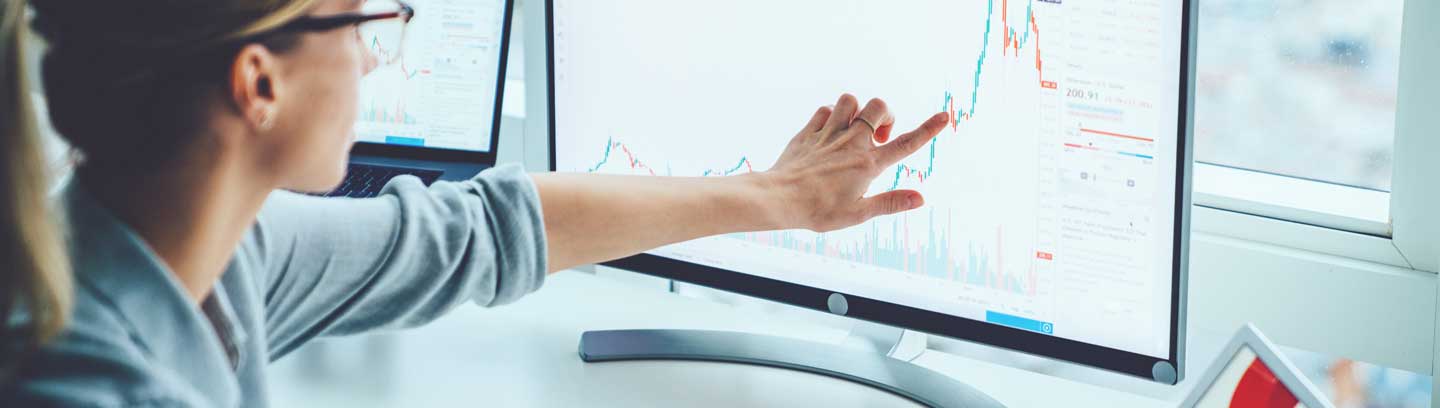 image depicting a woman working on a screen