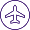 Purple icon depicting an airplaine