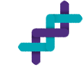 teal and purple icon representing a collaborative pattern