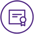 Icon depicting a purple diploma symbol