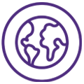 Purple icon depicting a globe