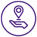 icon depicting a hand holding location icon