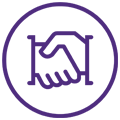 Purple icon depicting a handshake