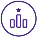 purple icon depicting a leadership chart