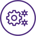 icon depicting three gears interface