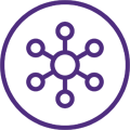 Purple icon depicting a supply chain