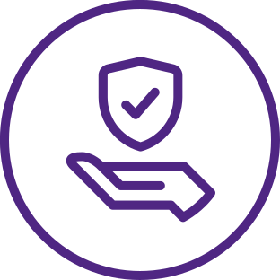 icon depicting a hand holding a safety icon