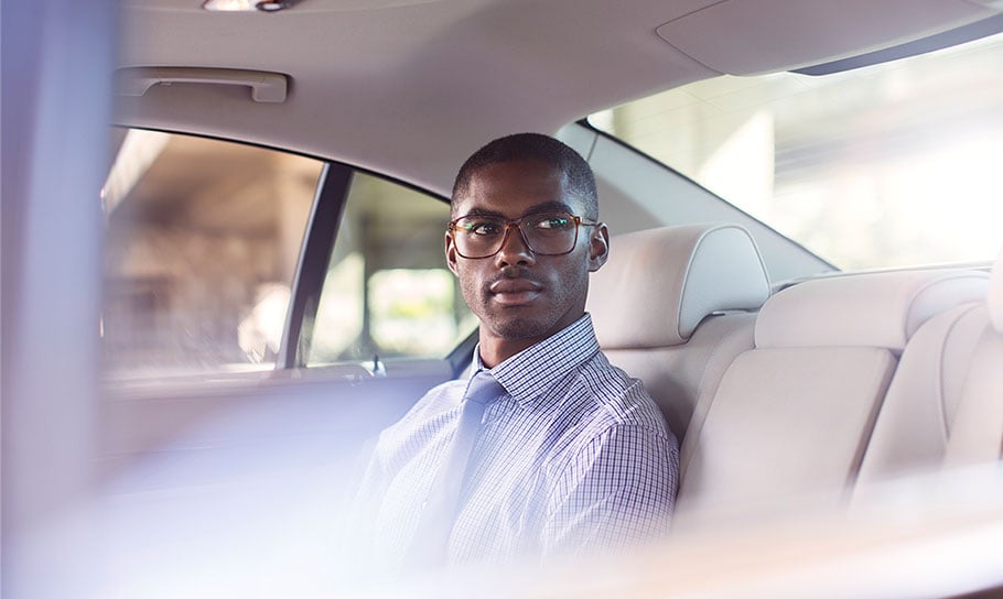 business man in a car