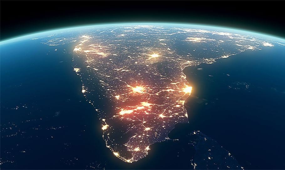 Globe viewing from space at night