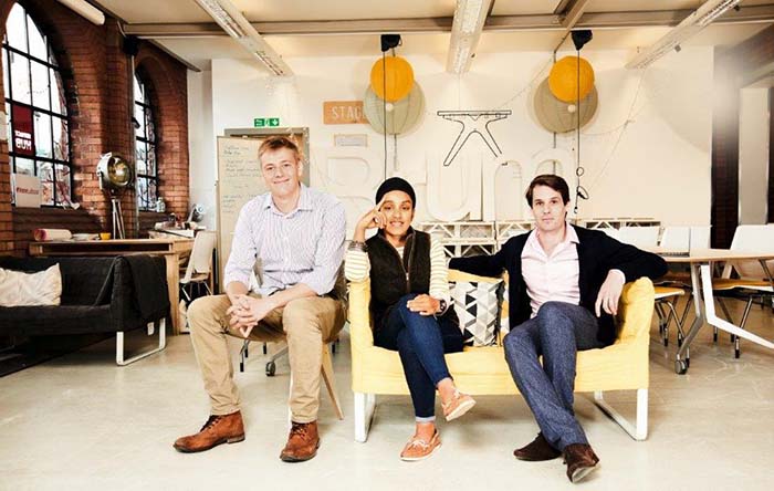 Impact Hub - Co founders - Imandeep Kaur, Dan Zastawny and Andy Reeve three people sitting